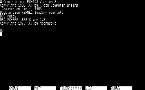 起動画面：PC-DOS V3.1 (1983)(Kyoto Computer Brains)
